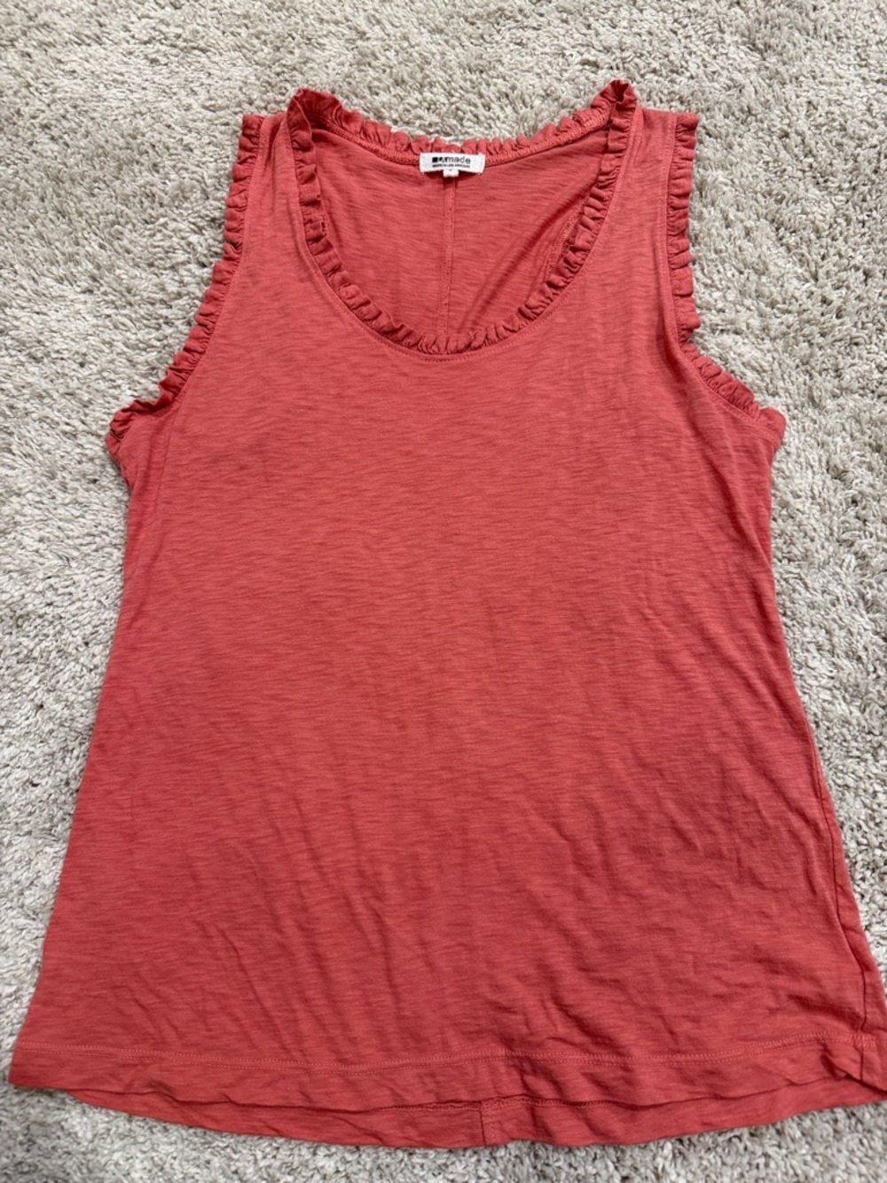 LA Made Coral Ruffle-Trim Tank